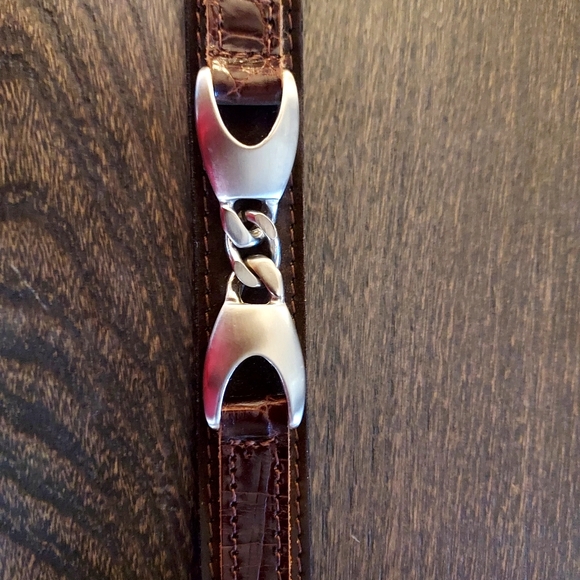 Streets Ahead Women's Brown Leather Belt, Silver Accents, Made In USA - Picture 7 of 8